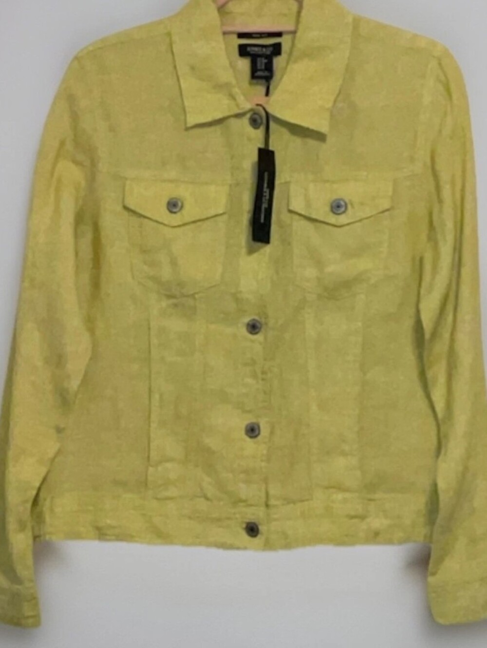 Jones New York Bright Lemon Yellow Linen Shirt